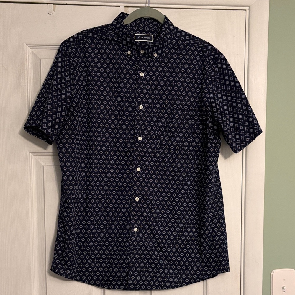 Club Room Dark Blue Patterned Men's Shirt